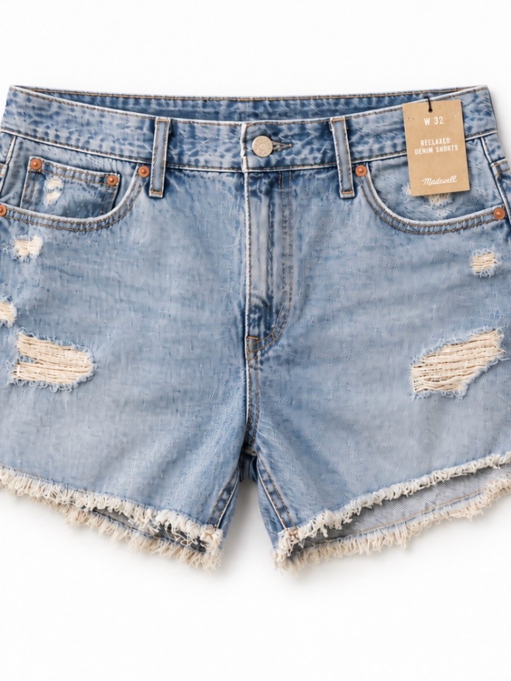Madewell Light Blue Distressed Denim Shorts